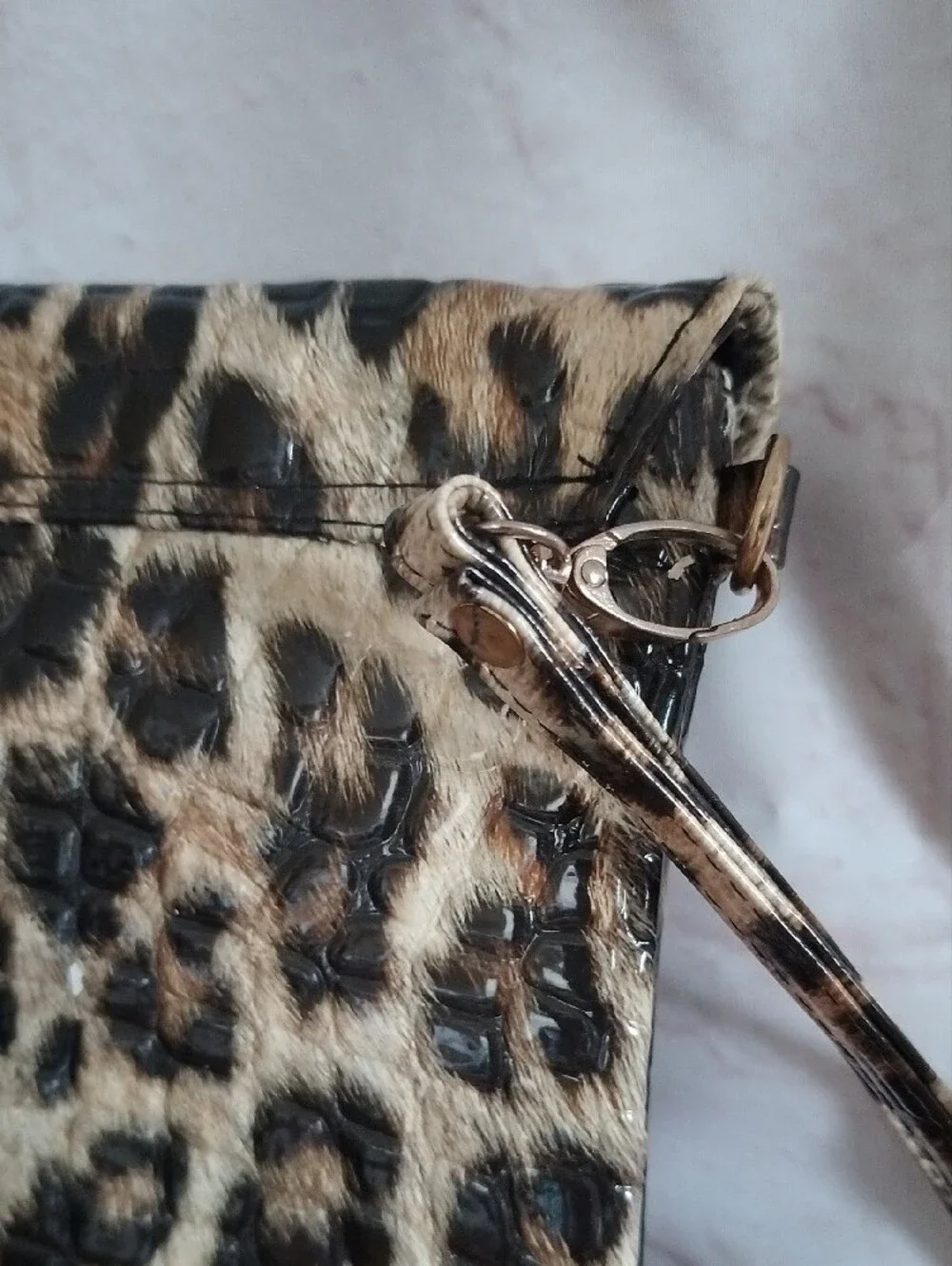 Leopard Print Envelope Clutch Wristlet - Brown